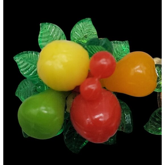 Carmen Miranda Fruit Salad Clip On Earrings Hong Kong Vintage Tutti Fruitti - Picture 13 of 15